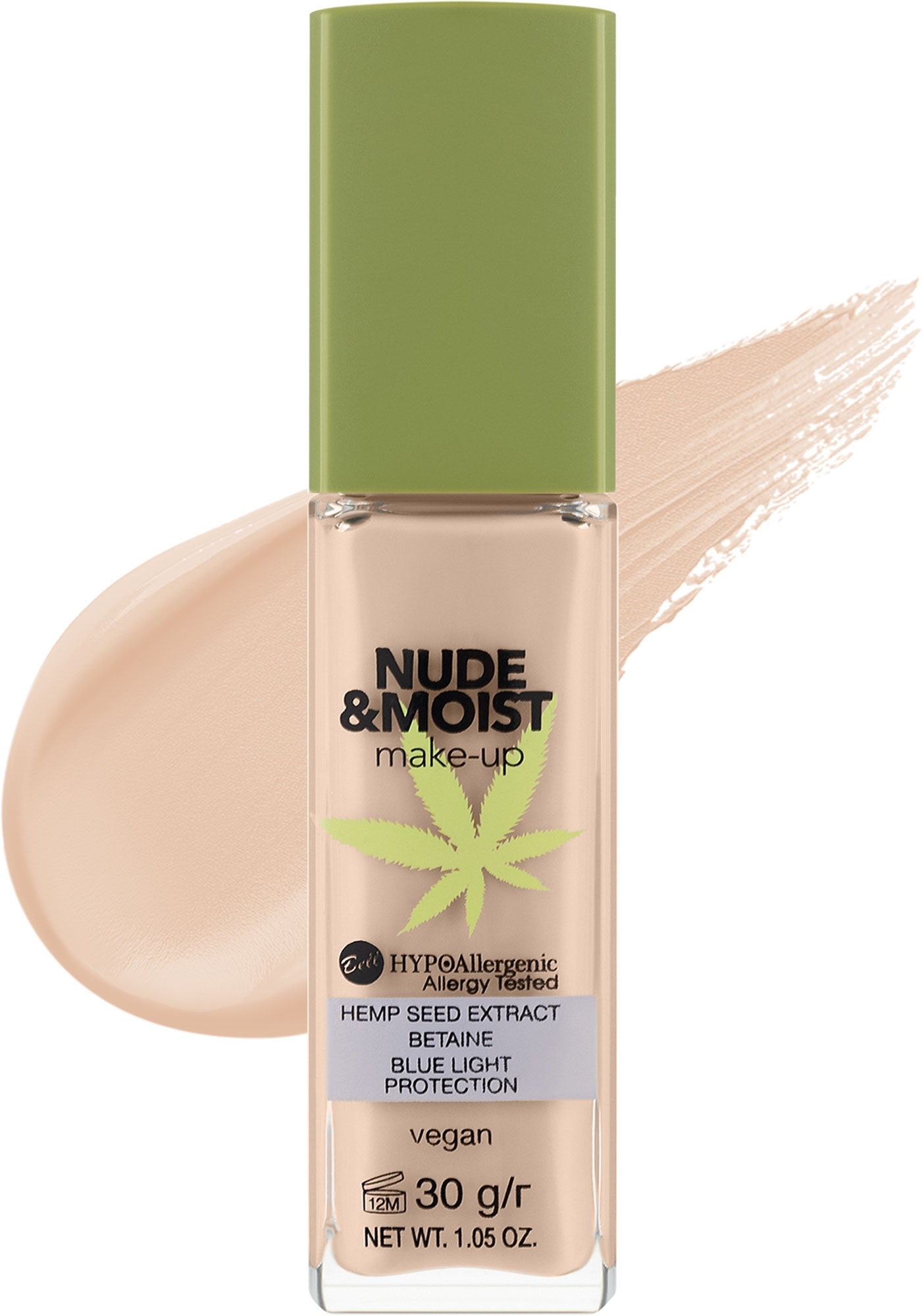 Тональний крем для обличчя Bell Hypoallergenic Nude & Moist 02 beige, 30 г