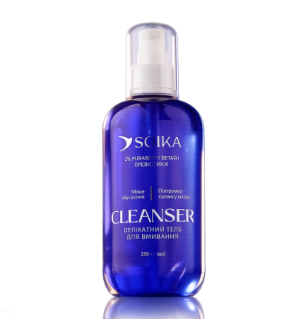 Гель для вмивання обличчя делікатний Soika CLEANSER з бетаїном та пробіотиками, 250 мл